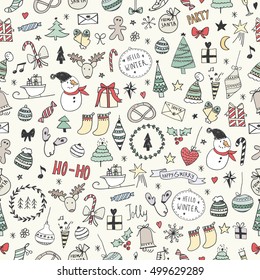 Sketchy Christmas seamless pattern