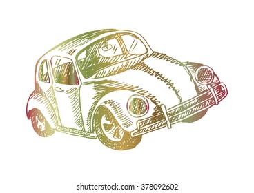 Sketchy of  classic car, illustration 