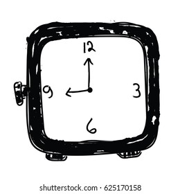 sketchy clock doodle isolated