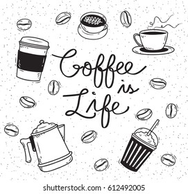 sketchy coffee themed doodle