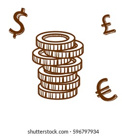 Sketchy coins design vector illustration