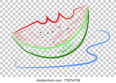 Sketchy colorful Watermelon, draw using graphic tablet, at Transparent Effect Background
