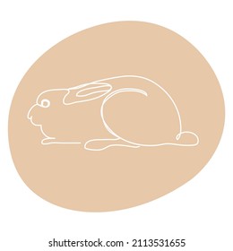 Sketchy, contour silhouette of a hare, rabbit, ears. Continuous one line drawing. Isolated vector illustration with black line on white background. Line art.