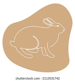 Sketchy, contour silhouette of a hare, rabbit, ears. Continuous one line drawing. Isolated vector illustration with black line on white background. Line art.