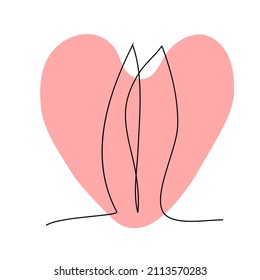Sketchy, contour silhouette of a hare, rabbit, ears. Continuous one line drawing. Isolated vector illustration with black line on white background. Line art.