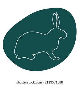 Sketchy, contour silhouette of a hare, rabbit, ears. Continuous one line drawing. Isolated vector illustration with black line on white background. Line art.