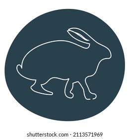 Sketchy, contour silhouette of a hare, rabbit, ears. Continuous one line drawing. Isolated vector illustration with black line on white background. Line art.