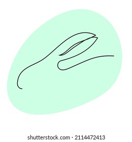 Sketchy, contour silhouette of a hare, rabbit, ears. Continuous one line drawing. Isolated vector illustration with black line on white background. Line art.