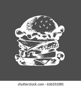 Sketchy creative Tasty burger design. Vector illustration 