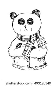 Sketchy of cute panda. Fashion animals.