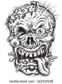 Sketchy Detailed Zombie Head