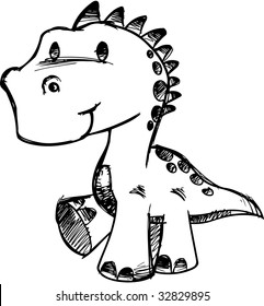 Sketchy Dinosaur Vector Illustration