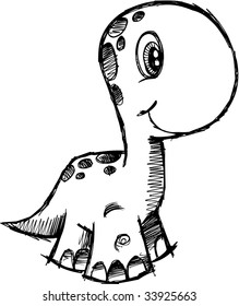 Sketchy Dinosaur Vector Illustration
