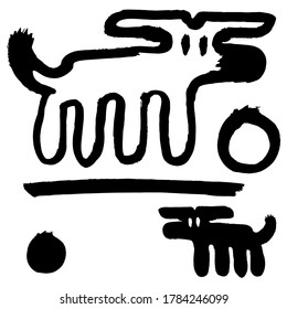 Sketchy dog character. Simple image of a dog. Grungy linear sketch. Graphic art  