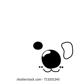 Sketchy dog face. Black thin line pretty dog isolated on white background. Simple design for tattoos or print. Hand drawn cartoon illustration of sweet nice domestic pet. Emblem for pet-shop.