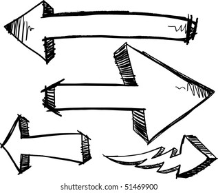 Sketchy Doodle Arrows Vector Illustration