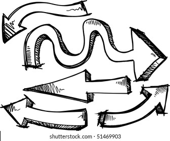 Vektorgrafik der skizzenhaften Doodle-Pfeiltasten