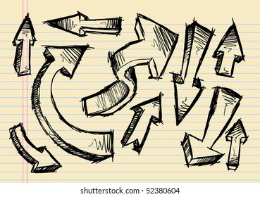Sketchy Doodle Arrows Vector Illustration