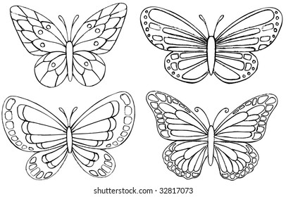 Sketchy Doodle Butterfly Vector Illustration