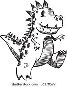 Sketchy doodle Dinosaur Vector Illustration