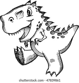 Sketchy doodle Dinosaur Vector Illustration