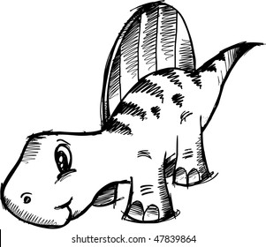Sketchy doodle Dinosaur Vector Illustration