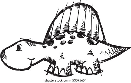 Sketchy doodle Dinosaur Vector Illustration
