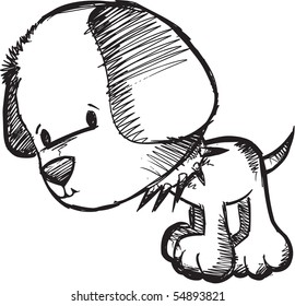 Esbozo doodle Vector de Perro Ilustración
