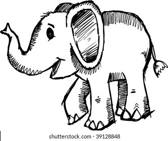 Sketchy Doodle Elephant vector