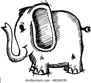 Sketchy Doodle Elephant vector