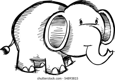 Sketchy Doodle Elephant vector