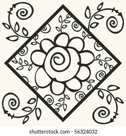 sketchy doodle flower, vector design elements