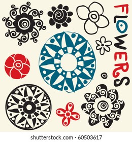 flor de doodle de diseño esquemático, elementos de diseño vectorial