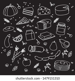Sketchy doodle food and drinks pattern