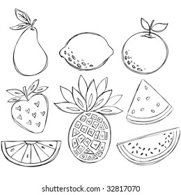 Sketchy Doodle Fruit Vector Illustration