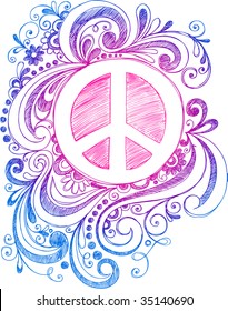 Sketchy Doodle Peace Sign Vector Illustration