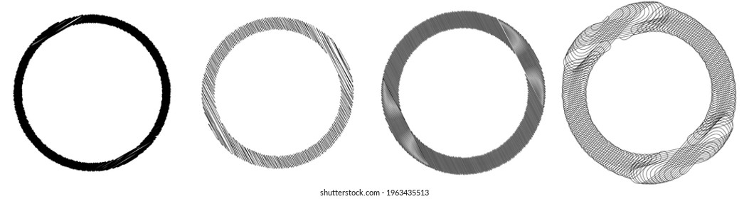 Sketchy, doodle and scribble circle(s). Handdrawn circular element