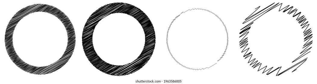 Sketchy, doodle and scribble circle(s). Handdrawn circular element