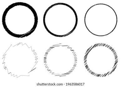 Sketchy, doodle und scribble Kreis(s). Handgezeichnetes Rundelement