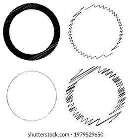 Sketchy, doodle and scribble circle(s). Handdrawn circular element