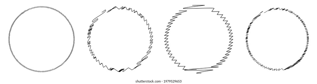 Sketchy, doodle und scribble Kreis(s). Handgezeichnetes Rundelement