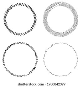 Sketchy, doodle and scribble circle(s). Handdrawn circular element