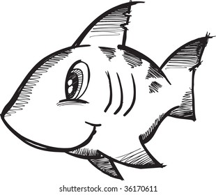 Esbozo tiburón doodle Vector Ilustración