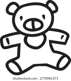 A sketchy doodle of a stuffed teddy bear. The ultimate prize for winning carnival games and a symbol of childhood comfort.