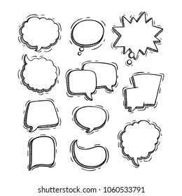 sketchy or doodle style chat bubbles collection