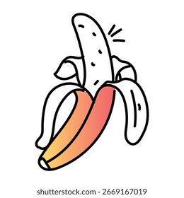 Icono de estilo doodle incompleto de plátano de fruta