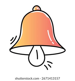 Icono de estilo doodle incompleto de la campana de notificación