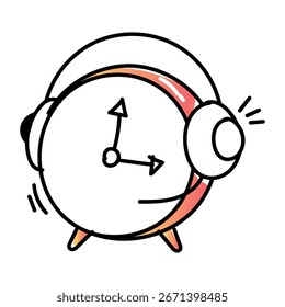 Un icono de estilo doodle incompleto de alarma sonora