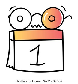 Icono de estilo doodle incompleto del planificador de trabajo
