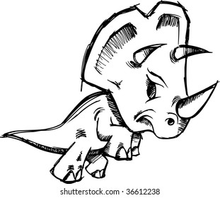 Sketchy doodle Triceratops Dinosaur Vector